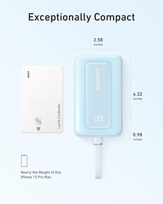 Anker Zolo Power Bank(20,000 mAh, Built-in USB-C Cable)