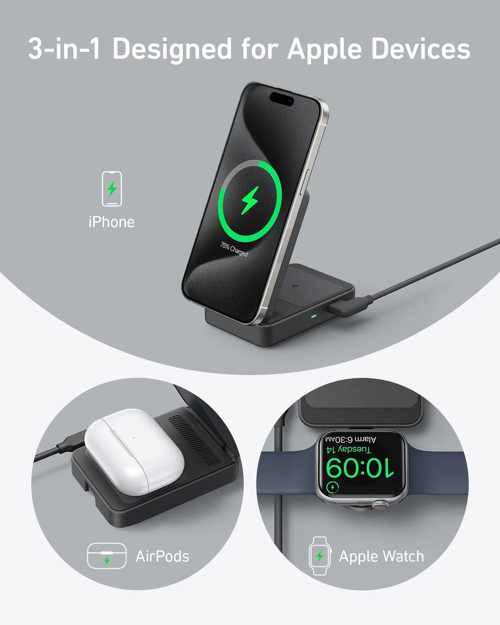 3-in-1 Apple Chargers: Streamline Charging for iPhone, Apple Watch, and AirPods