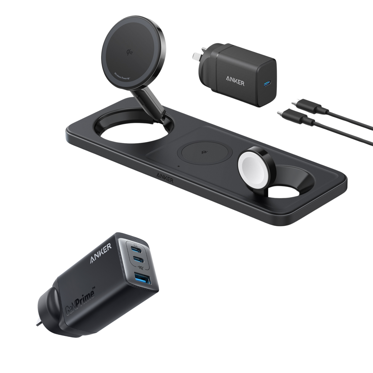 Anker MagGo Wireless Charging Station (3-in-1 Pad) and Anker 735 Charger (GaNPrime 65W)