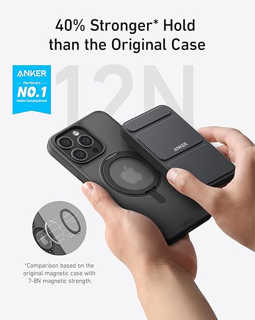 Anker 622 Magnetic Battery (MagGo) and Ultra Magnetic for iPhone 15 Pro Max with Sturdy 360° Ring Stand