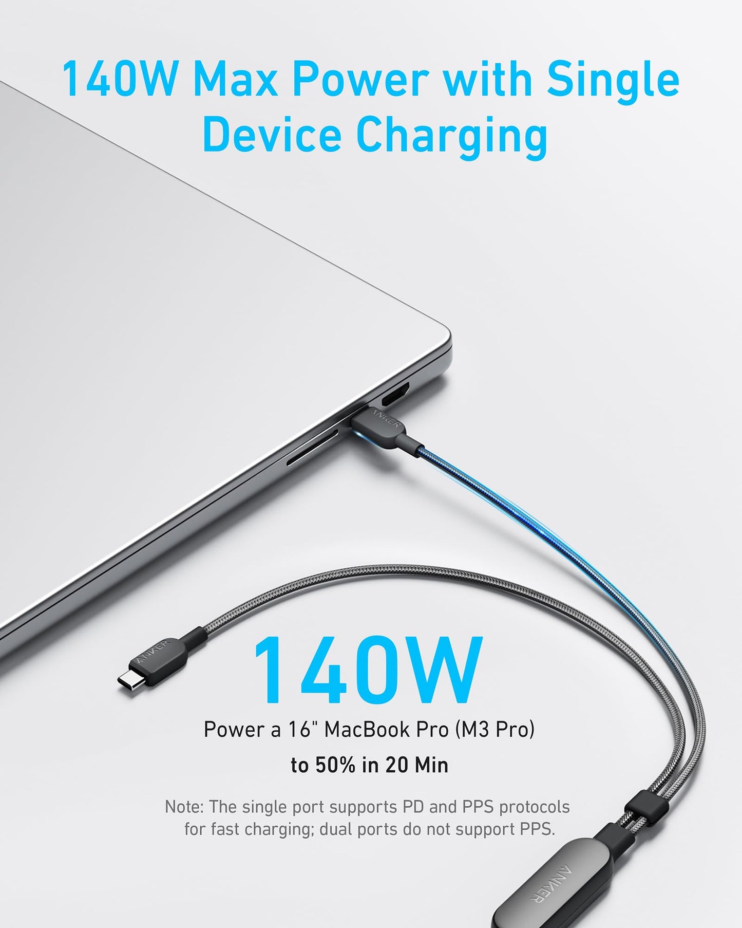 Anker 140W 2-in-1 USB-C to USB-C Cable