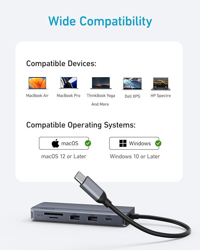 Anker USB C Hub, Dual-Display USB-C Hub (10-in-1)