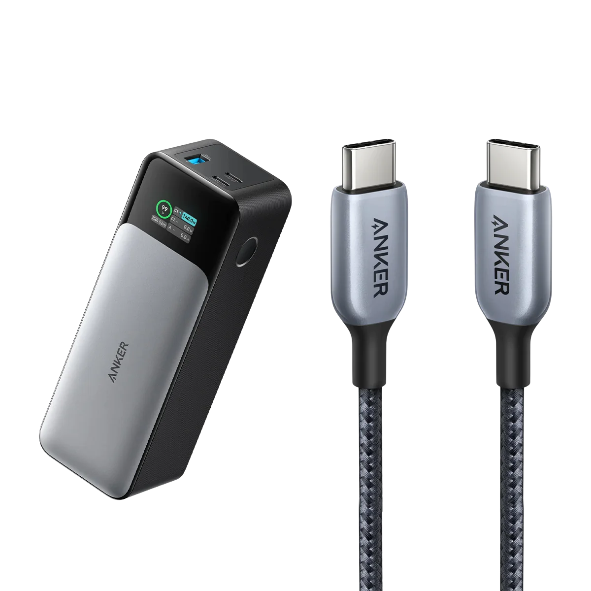 Anker &lt;b&gt;737&lt;/b&gt; Power Bank (PowerCore 24K) and 3ft Anker 765 USB-C to USB-C Cable (140W Nylon)