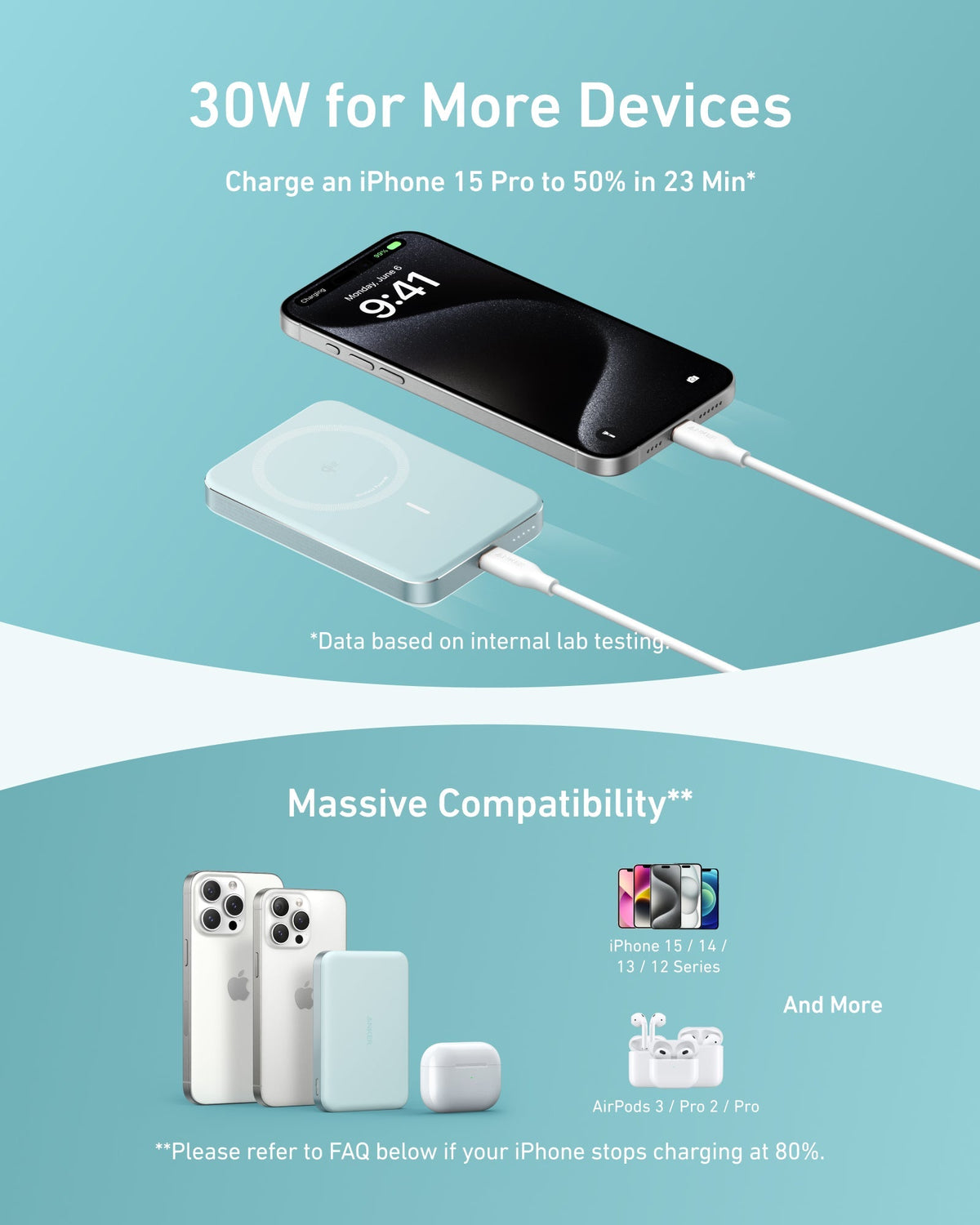 Anker MagGo Power Bank, Ultra-Slim 10,000mAh, Qi2 15W Ultra-Fast MagSafe