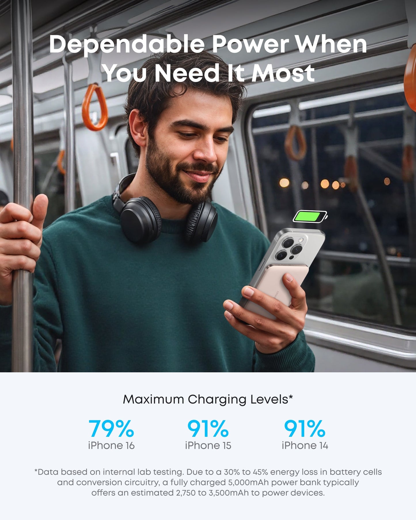 Anker MagGo Power Bank (5K, Ultra-Slim 122-Gram, MagSafe)