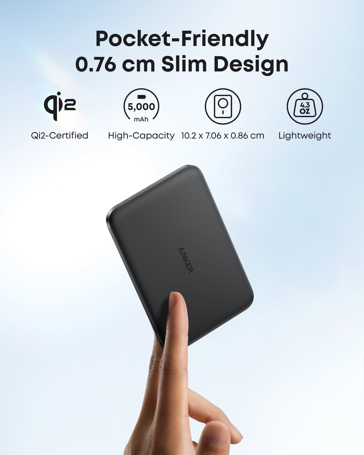 Anker MagGo Power Bank (5K, Ultra-Slim 122-Gram, MagSafe)