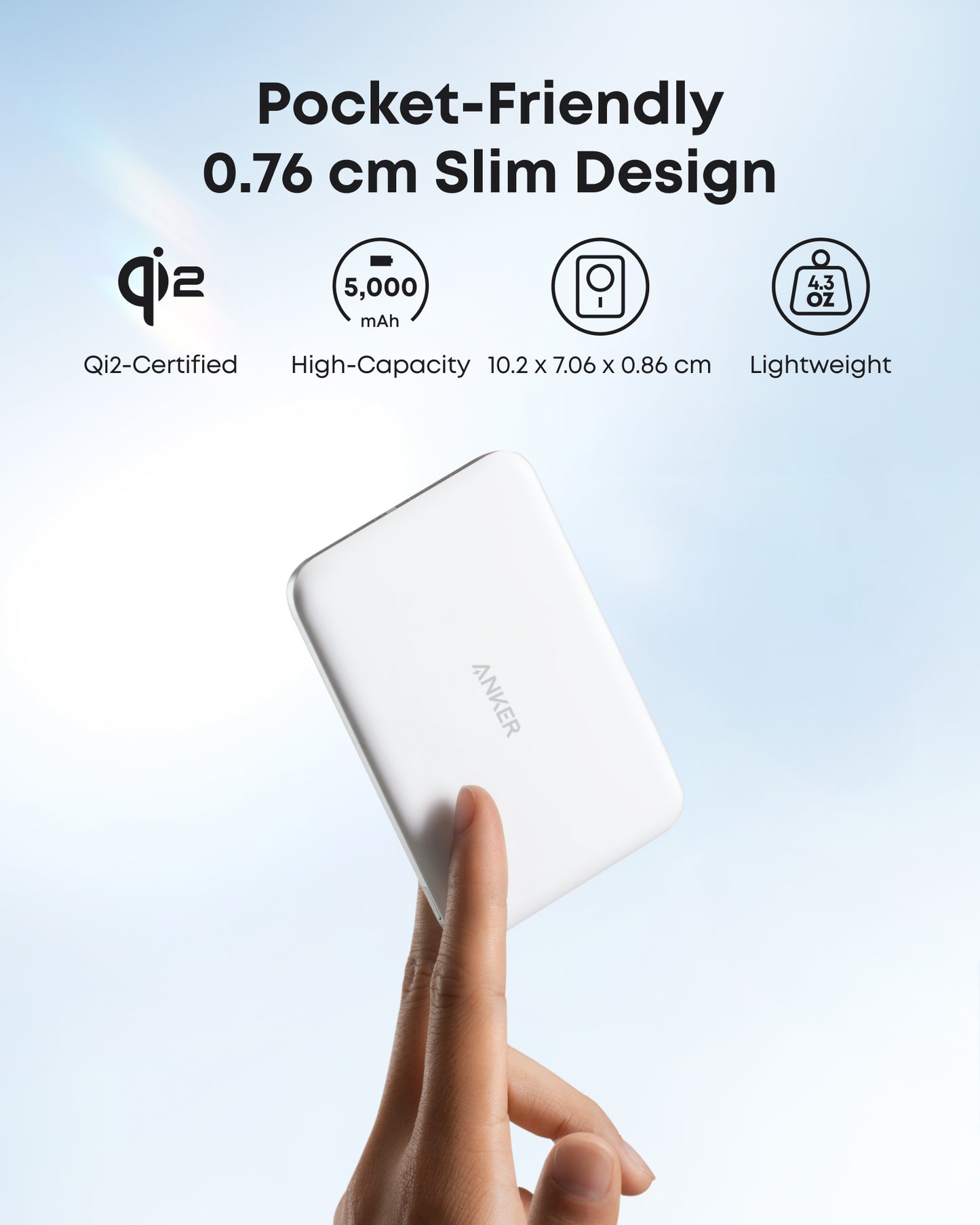Anker MagGo Power Bank (5K, Ultra-Slim 122-Gram, MagSafe)