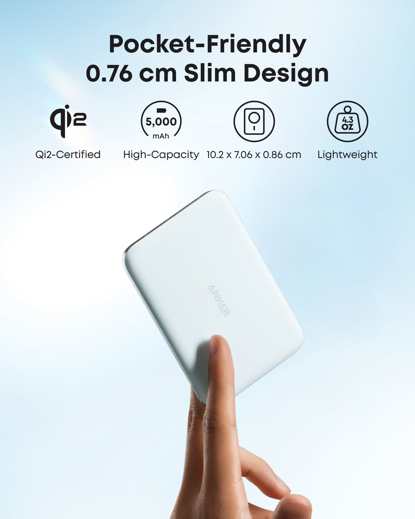 Anker MagGo Power Bank (5K, Ultra-Slim 122-Gram, MagSafe)