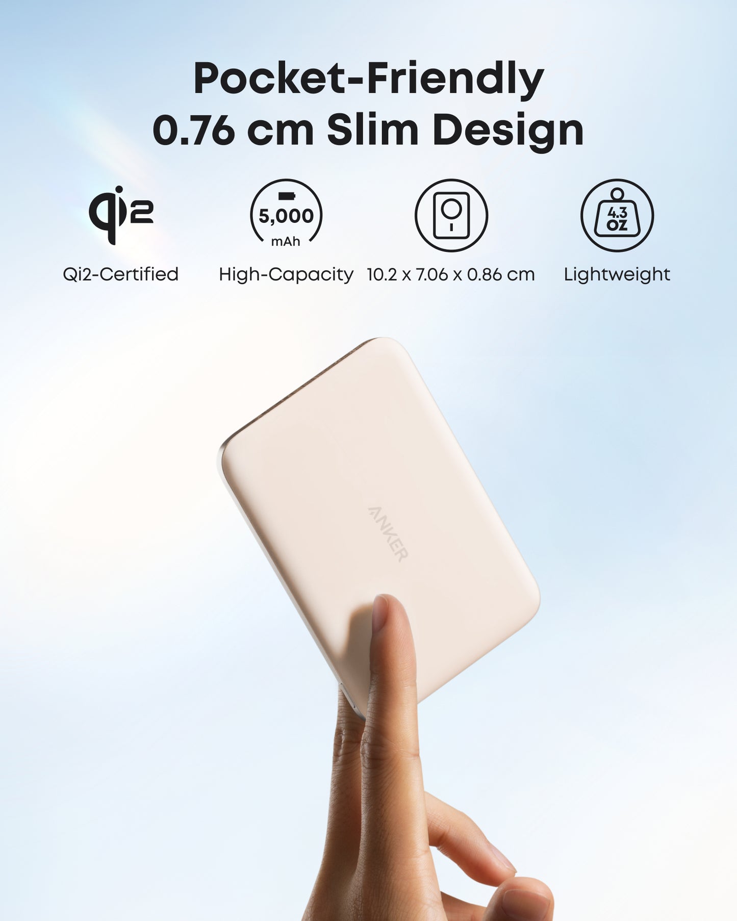 Anker MagGo Power Bank (5K, Ultra-Slim 122-Gram, MagSafe)