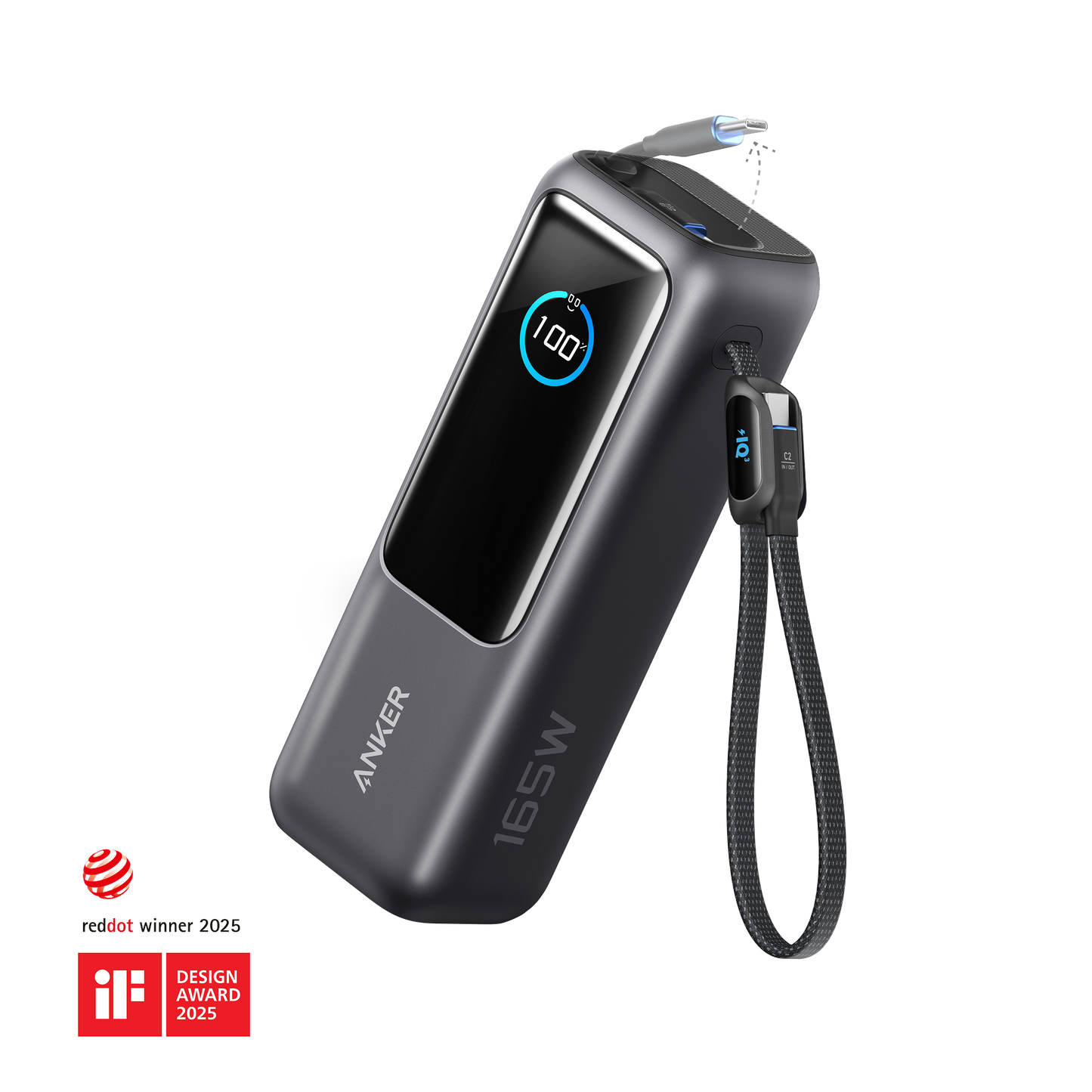 Anker Laptop Power Bank (25K, 165W, Built-In Retractable Cable)