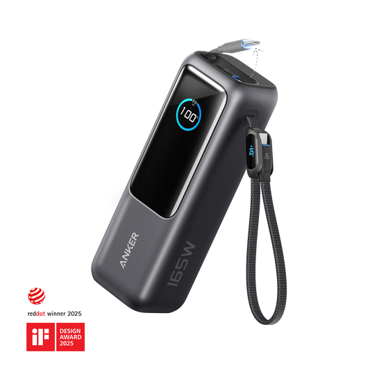 Anker Laptop Power Bank (25K, 165W, Built-In Retractable Cable)