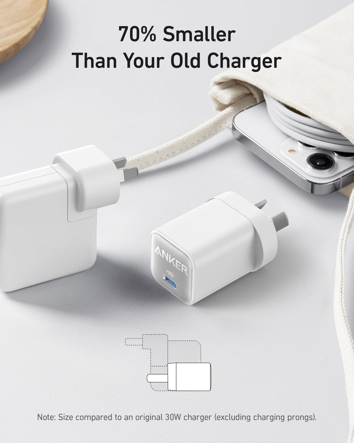 Anker 537 Power Bank (PowerCore 24K)and Anker 735 Charger (Nano II 65W) White