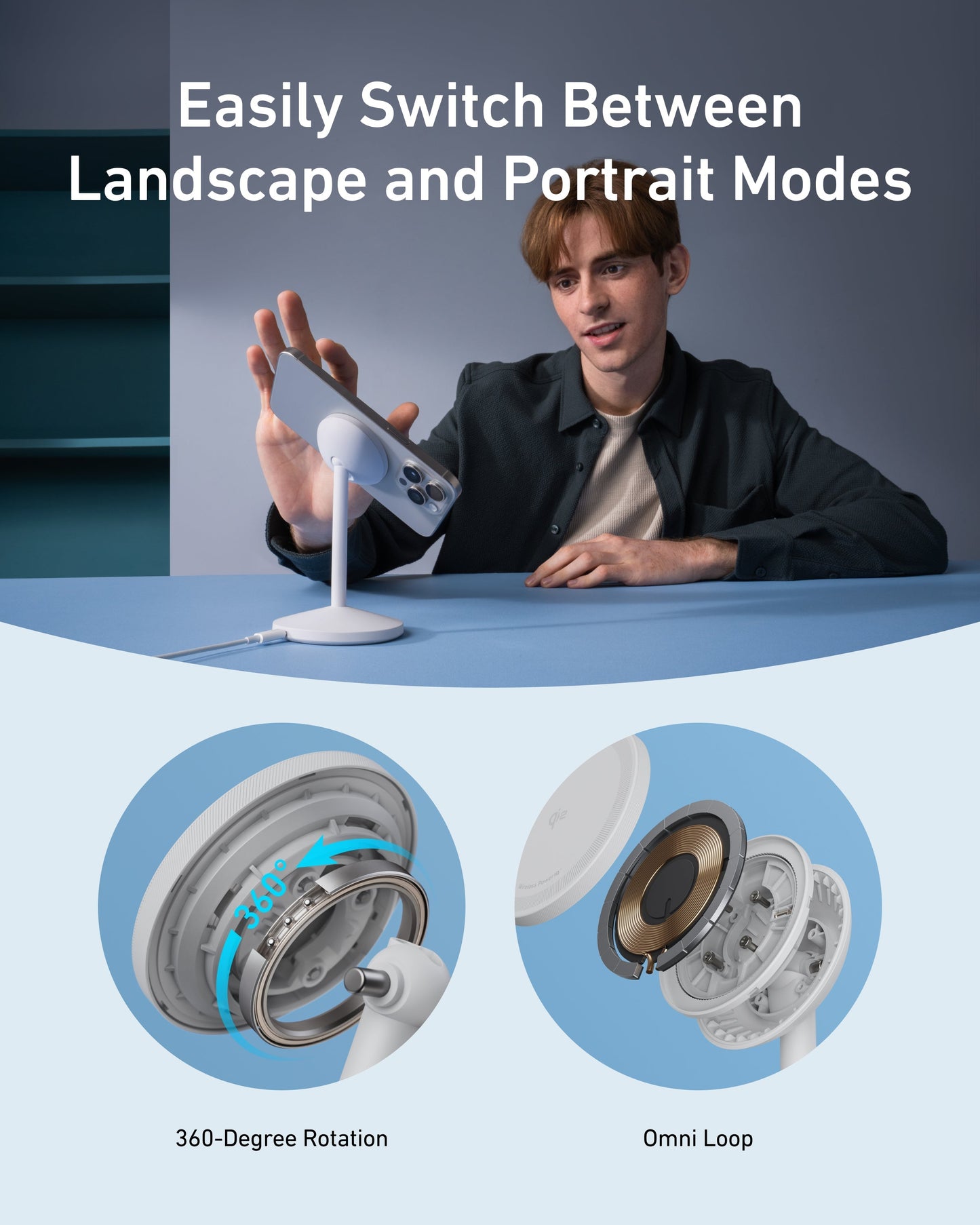 Anker MagGo Wireless Charger (15W, 360° Rotation)