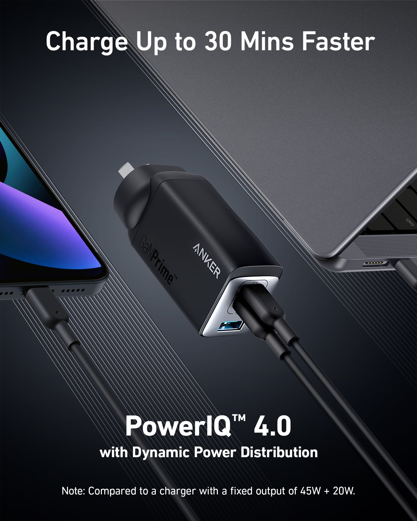 Anker <b>735</b> Charger (GaNPrime 65W) and 3ft Anker 765 USB-C to USB-C Cable (140W Nylon)