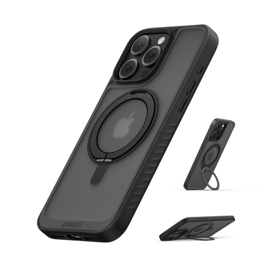 Anker FlexStand Magnetic Phone Case for iPhone 16 Pro Max Case, 360° Ring Stand and Matte Protective Cover