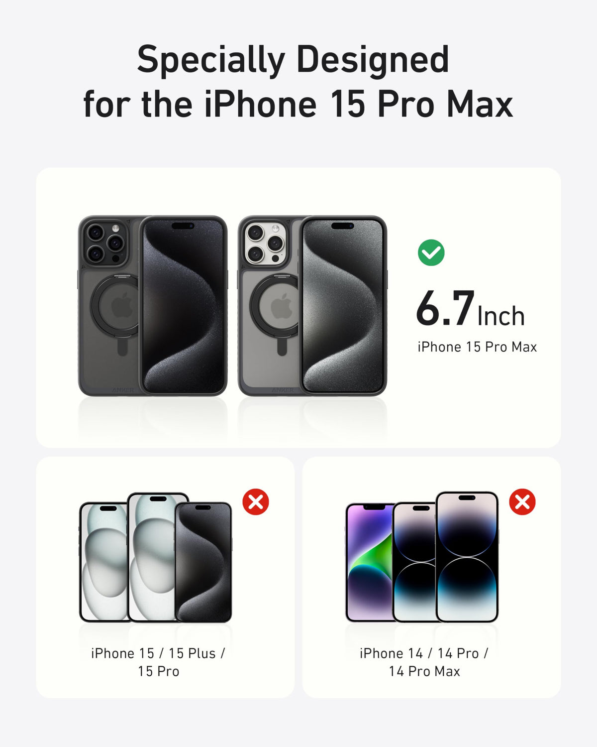 Anker FlexStand Magnetic Phone Case for iPhone 16 Pro Max Case, 360° Ring Stand and Matte Protective Cover