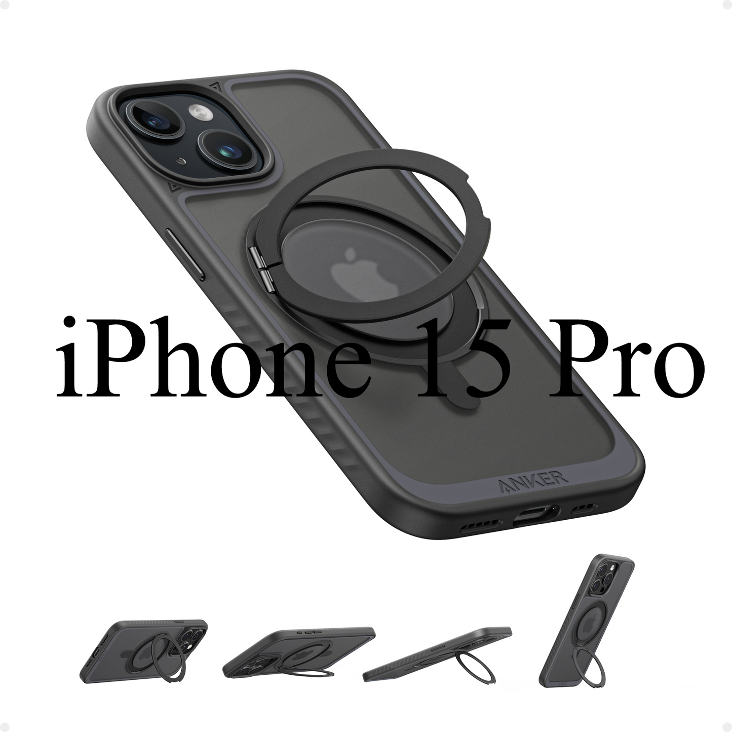 Anker FlexStand Magnetic Phone Case for iPhone 16 Pro Max Case, 360° Ring Stand and Matte Protective Cover