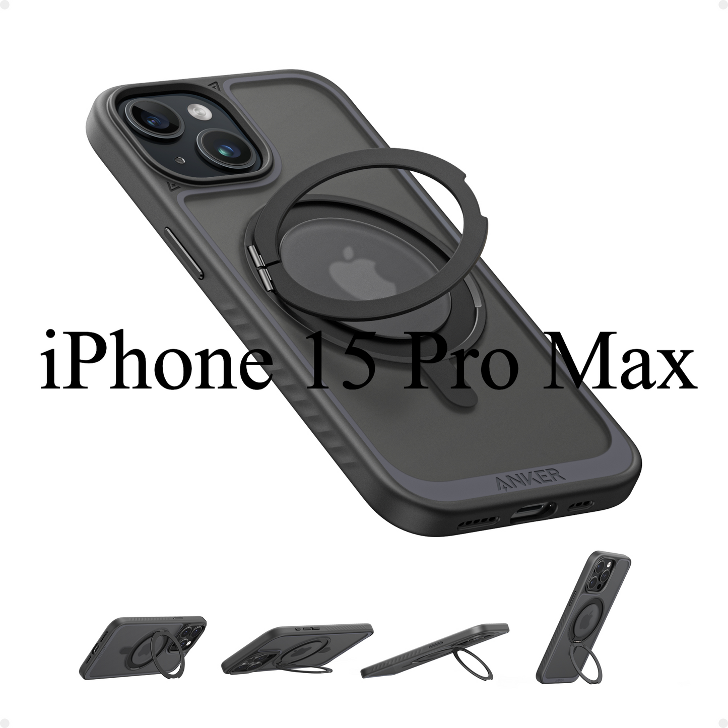 Anker FlexStand Magnetic Phone Case for iPhone 16 Pro Max Case, 360° Ring Stand and Matte Protective Cover