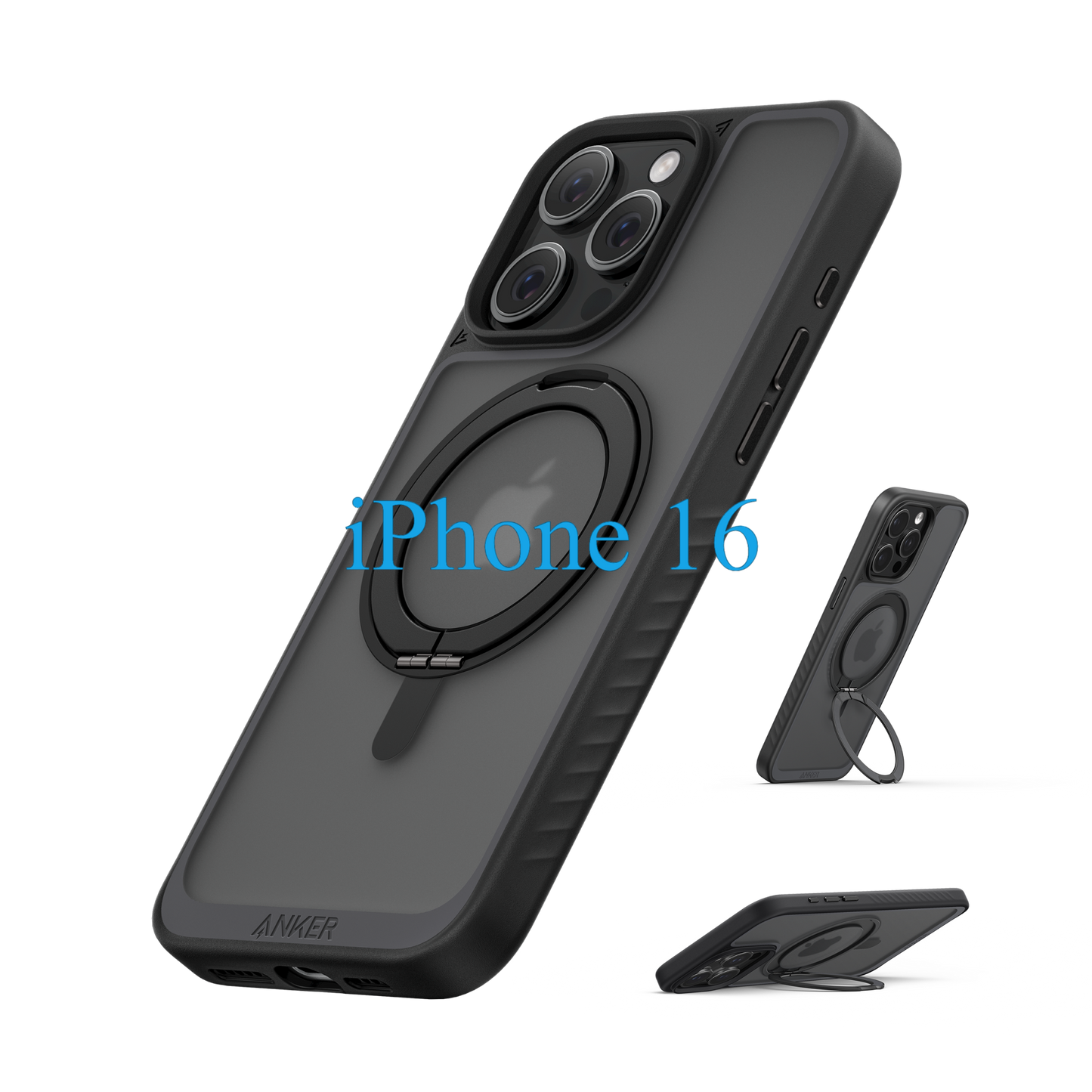Anker FlexStand Magnetic Phone Case for iPhone 16 Pro Max Case, 360° Ring Stand and Matte Protective Cover