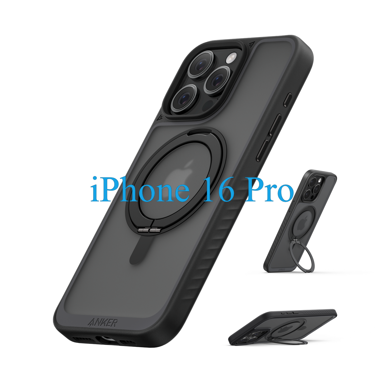 Anker FlexStand Magnetic Phone Case for iPhone 16 Pro Max Case, 360° Ring Stand and Matte Protective Cover