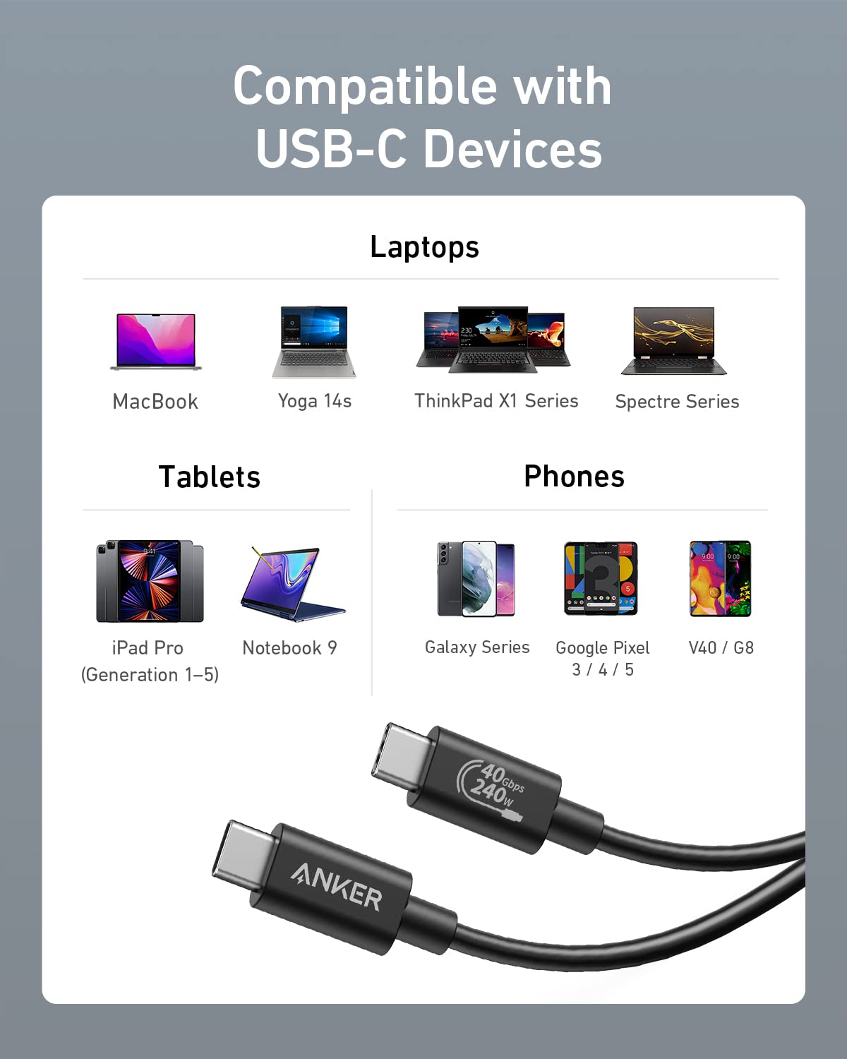 Anker 515 USB-C to USB-C Cable (USB4)