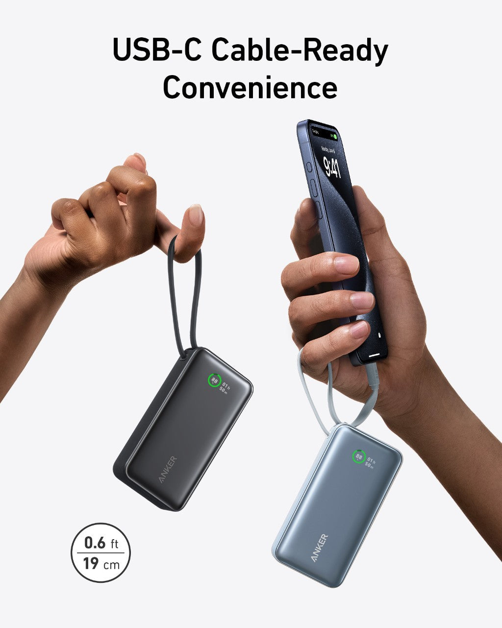 Anker Nano Power Bank (30W, Built-In USB-C Cable) and Anker 511 Charger (Nano 3, 30W)