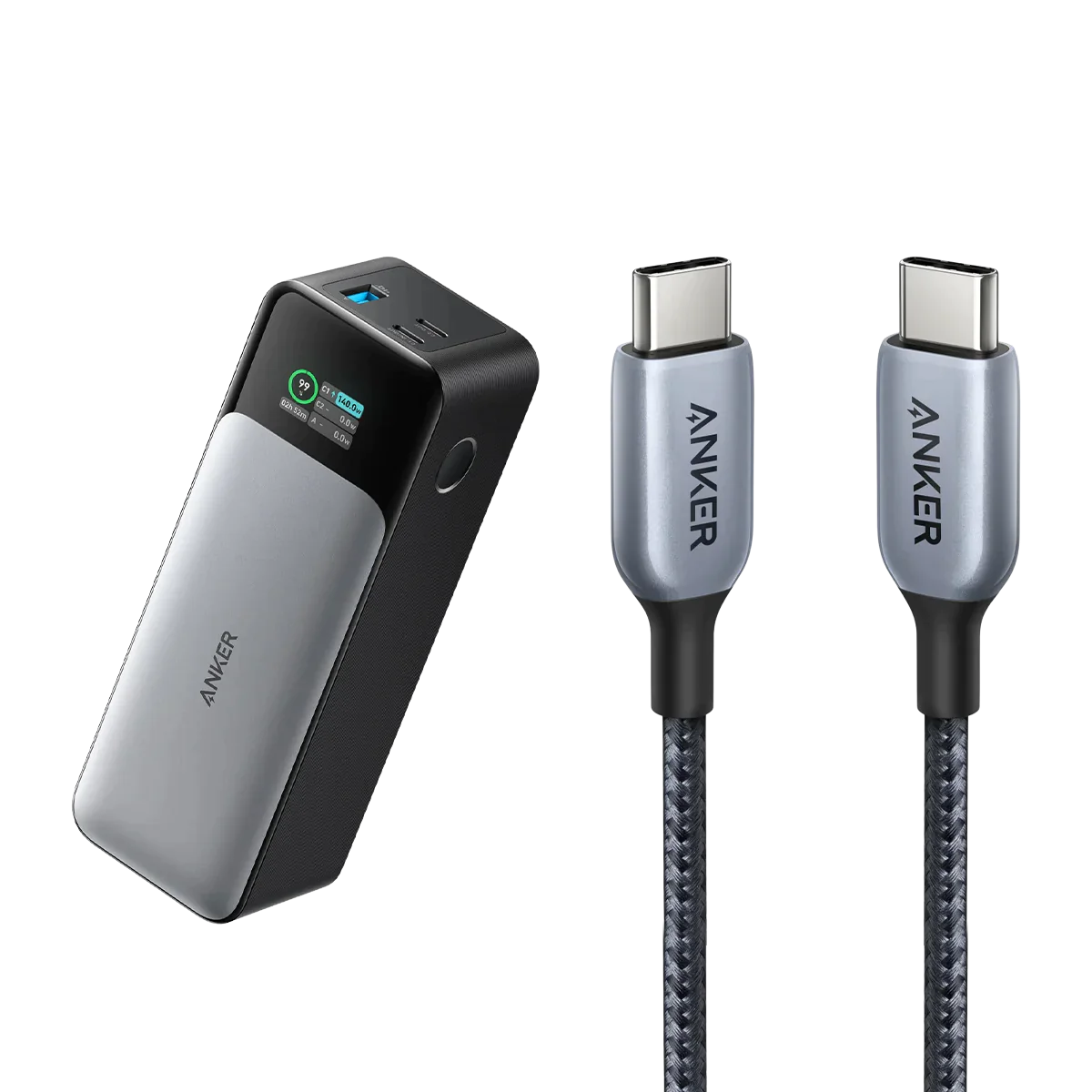 Anker &lt;b&gt;737&lt;/b&gt; Power Bank (PowerCore 24K) and 6ft Anker 765 USB-C to USB-C Cable (140W Nylon)