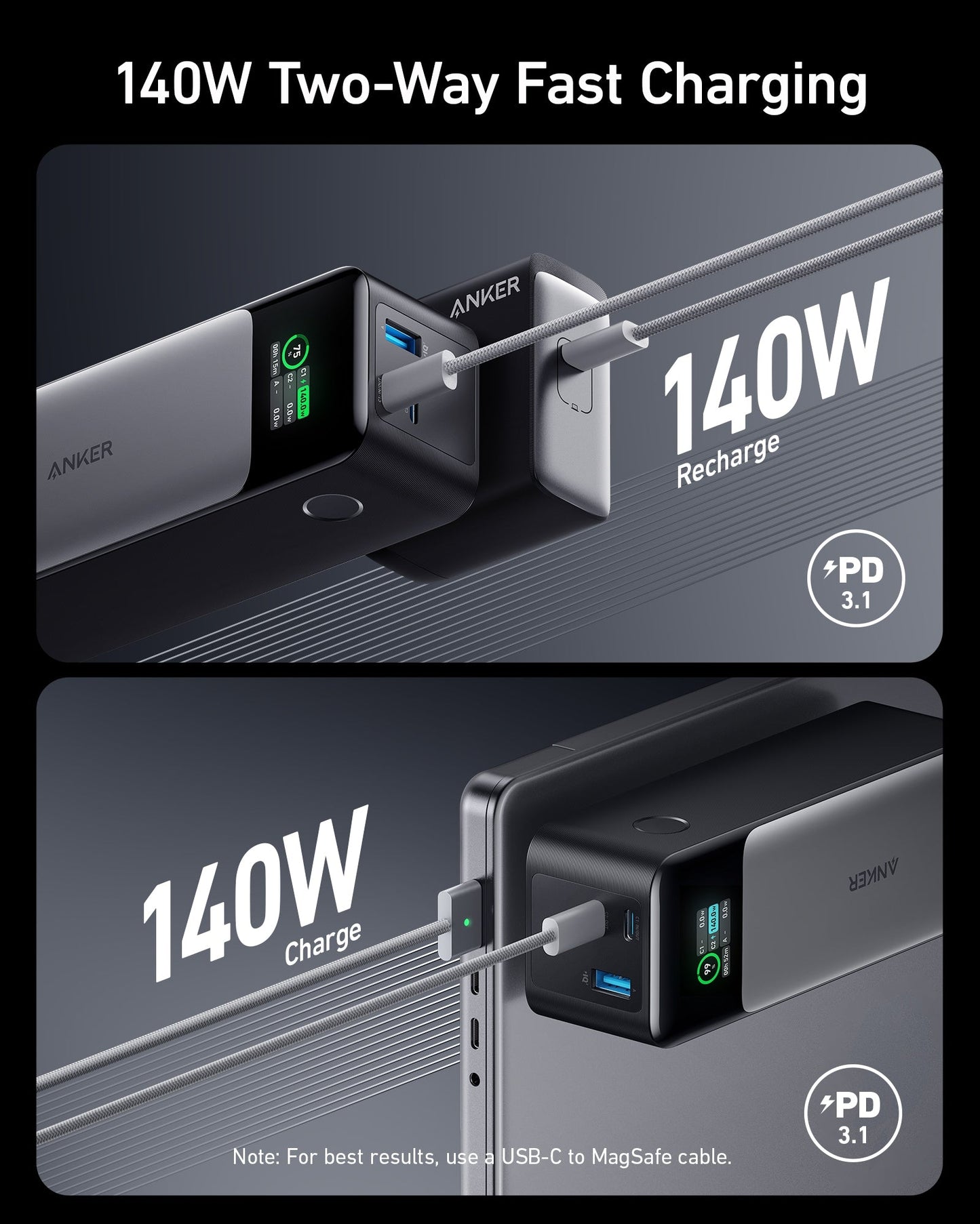 Anker 737 Power Bank (24,000mAh, 140W, 3-Port)