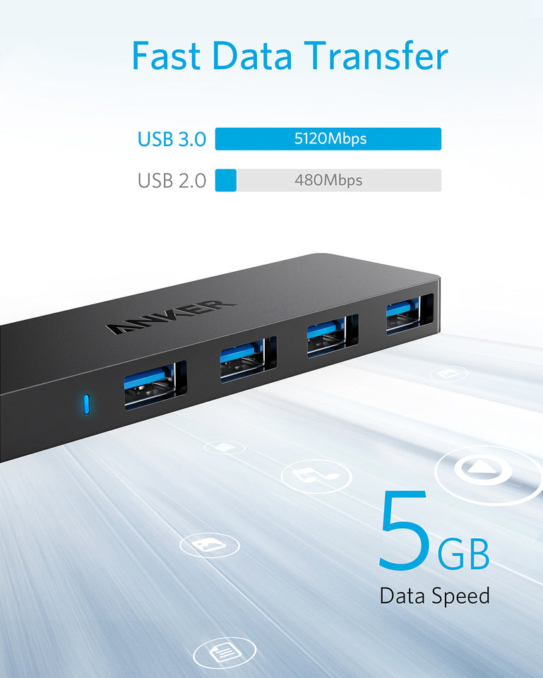 Ultra Slim 4-Port USB 3.0 Data Hub