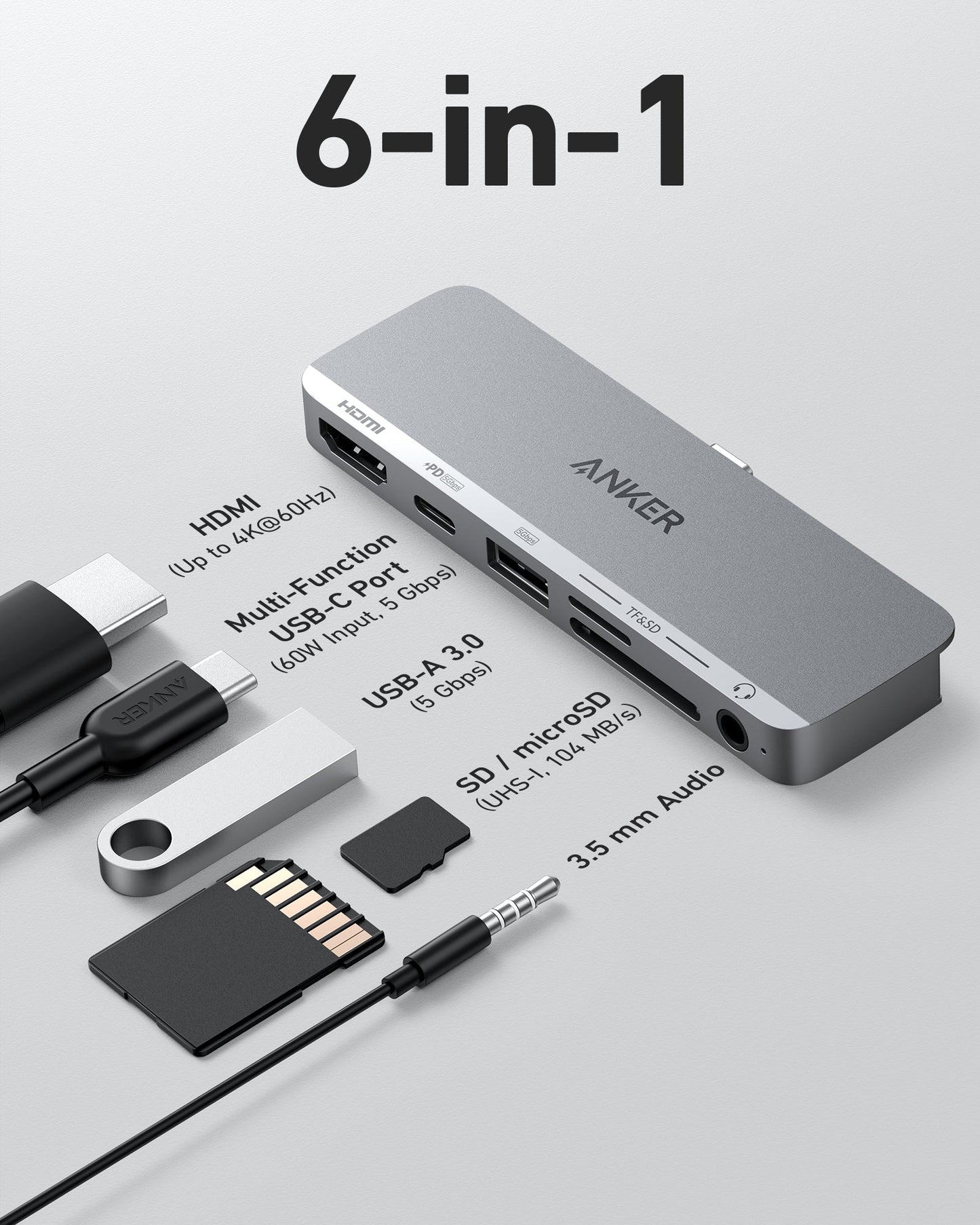 Anker <b>541</b> USB-C Hub (6-in-1, for iPad)