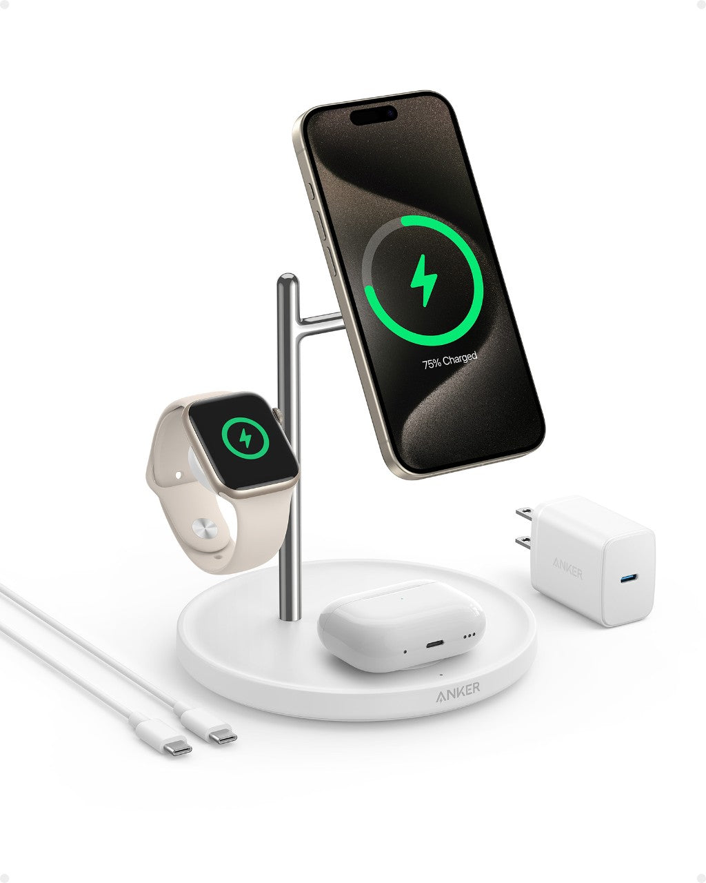 Anker MagGo Wireless Charging Station (3-in-1 Stand) and Anker MagGo Power Bank (10K,15W)