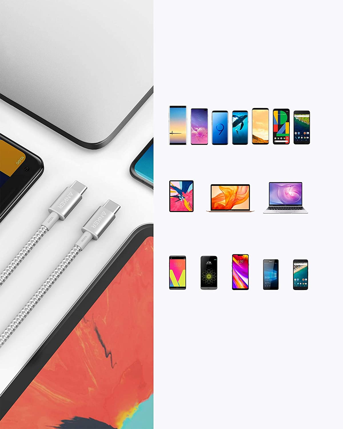 Anker Nylon USB-C to USB-C 100W Cable (3 Meters)